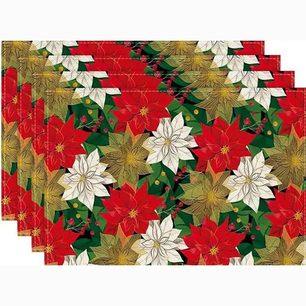 serviettes table noël flocons arbre bonhomme merry christmas let it snow gris rouge vert