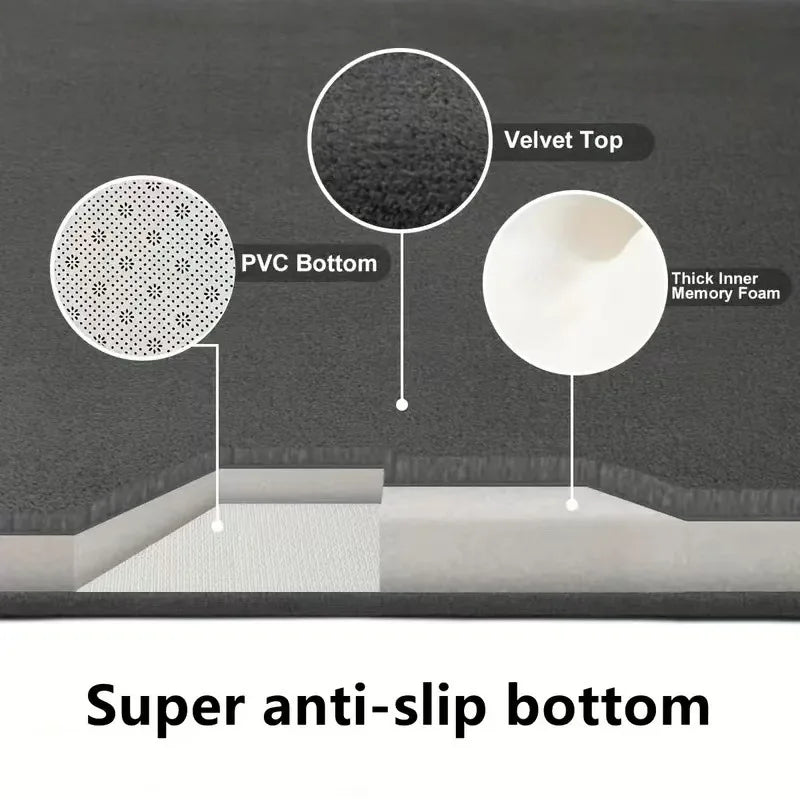 tapis sol gris moderne doux antidérapant microfibre 60cmx90cm salon salle bain