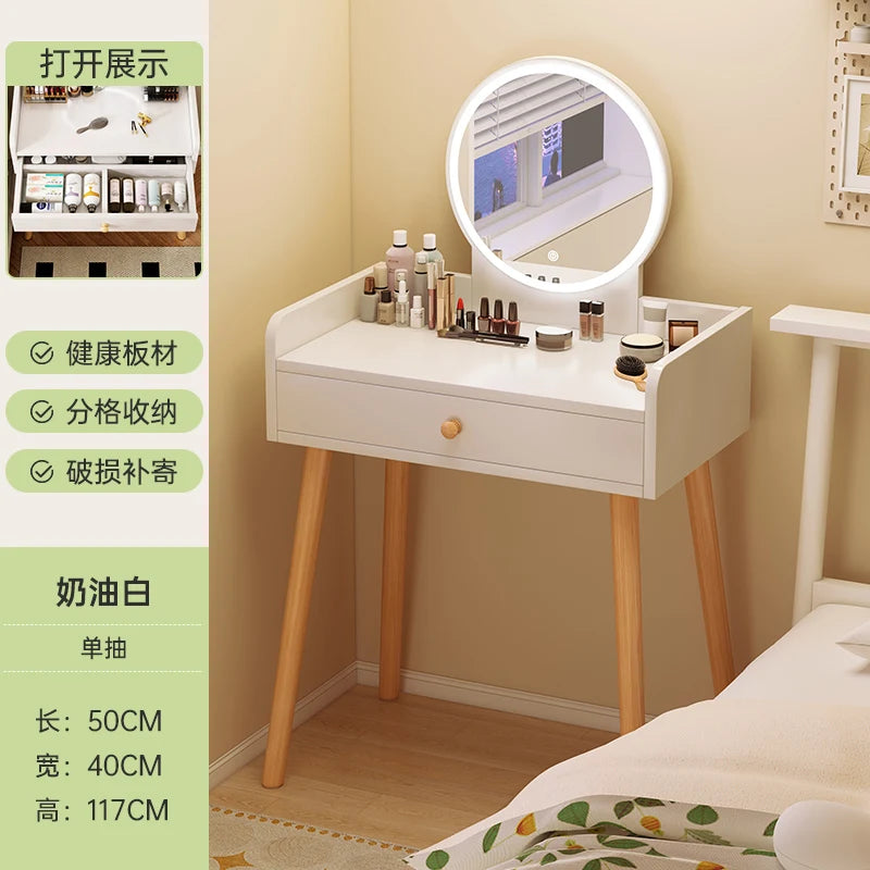 maquillage blanc moderne tabouret miroir tiroirs bois minimaliste