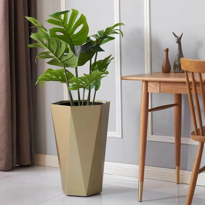 pot plantes contemporain gris beige noir facettes géométriques intérieur extérieur