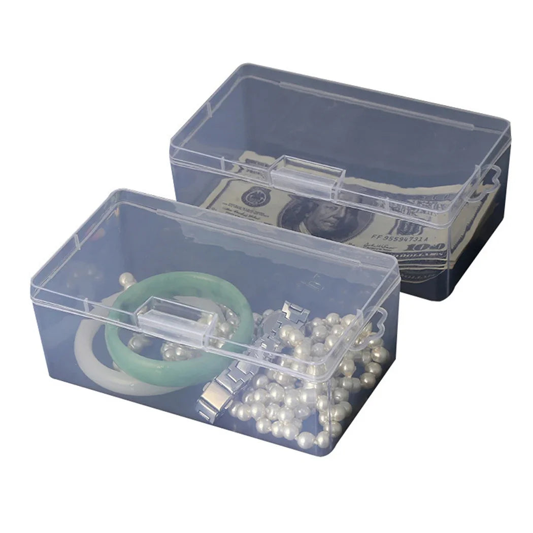 boîtes rangement transparentes bijoux plastique réutilisable moderne poignées bracelet câble blanc organisateur simple
