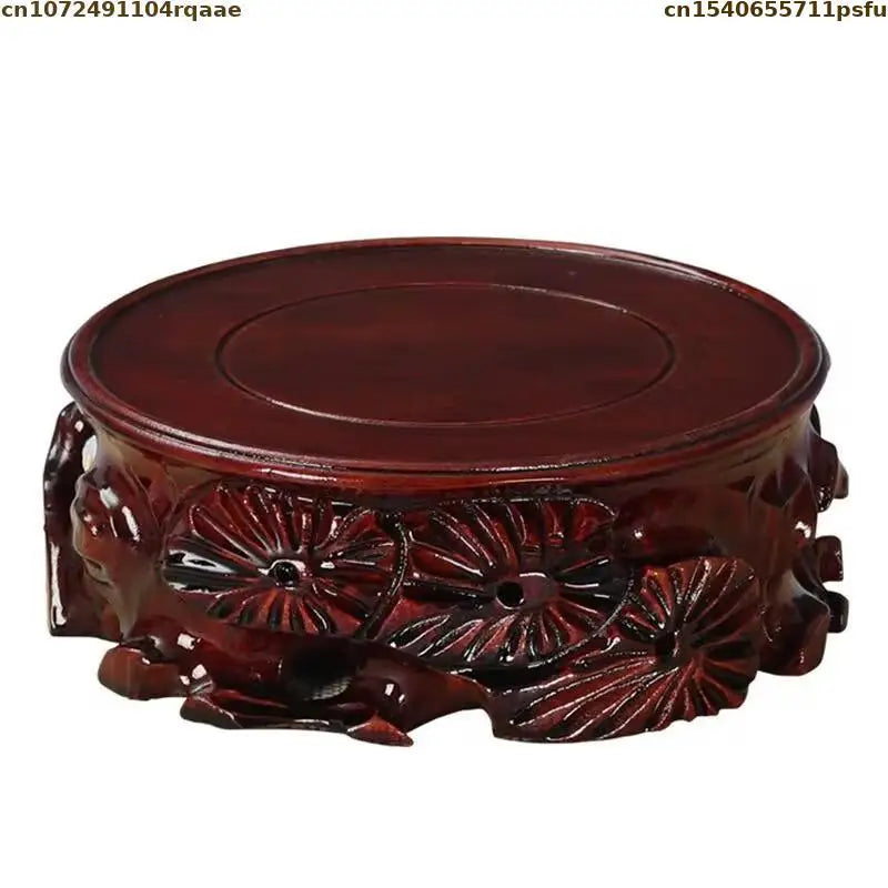 support décoratif bois massif sculpté vase pot fleur objet ancien