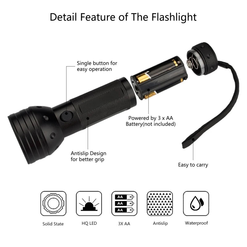 lampe torche uv led noires 12 21 51 leds détecteur urines animaux moderne résistant