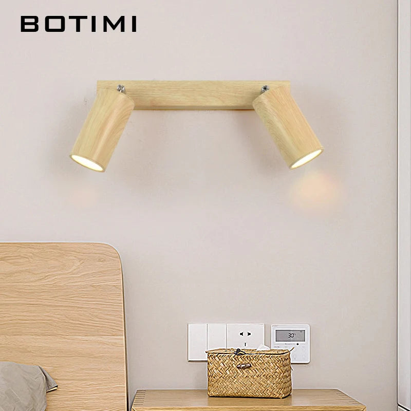 lampe murale moderne grain bois éclairage chambre entrée étude led 220v fixée mur contemporain