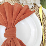 serviettes table coton orange texture lin classique fêtes mariage extérieur napkins cloths