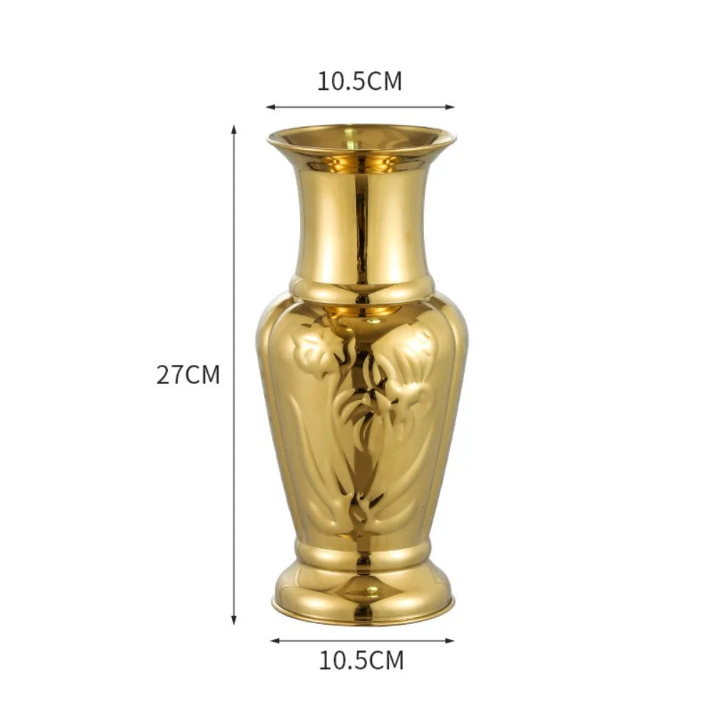 vase fleurs dorées métal argent or texture miroir brillante classique grande table unique ornement