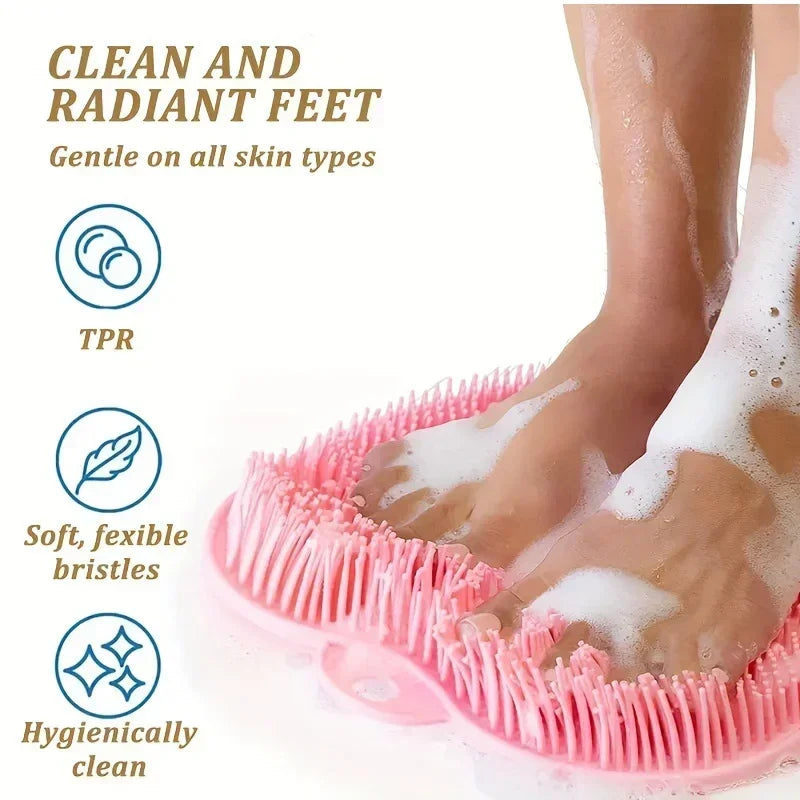 brosse pieds rose rigidité moderne adhésif douche nettoyage