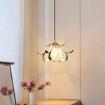 suspension lumineuse led transparente fleurs stylisées moderne vintage chambre restaurant