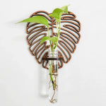 vase mural bois feuille transparent suspendu plante moderne nature inspiration