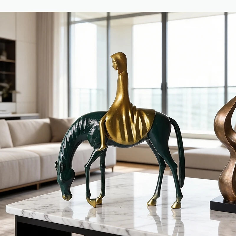 statuette moderne minimaliste vert doré blanc noir peau humaine decoration intérieure