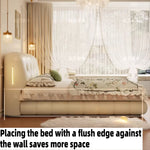 lit rangement moderne beige clair texture cuir bordures fronces 1800mm large