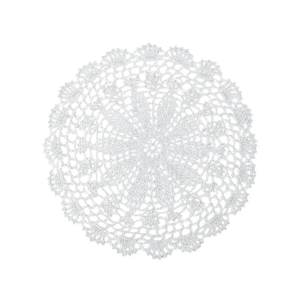napperons crochetés vintage rustique blanc crème rouge jaune vert