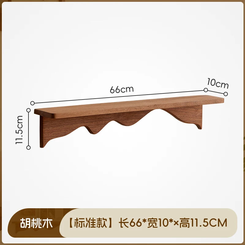 étagère murale bois marron clair texture naturelle moderne vis fixations objets rangement maison