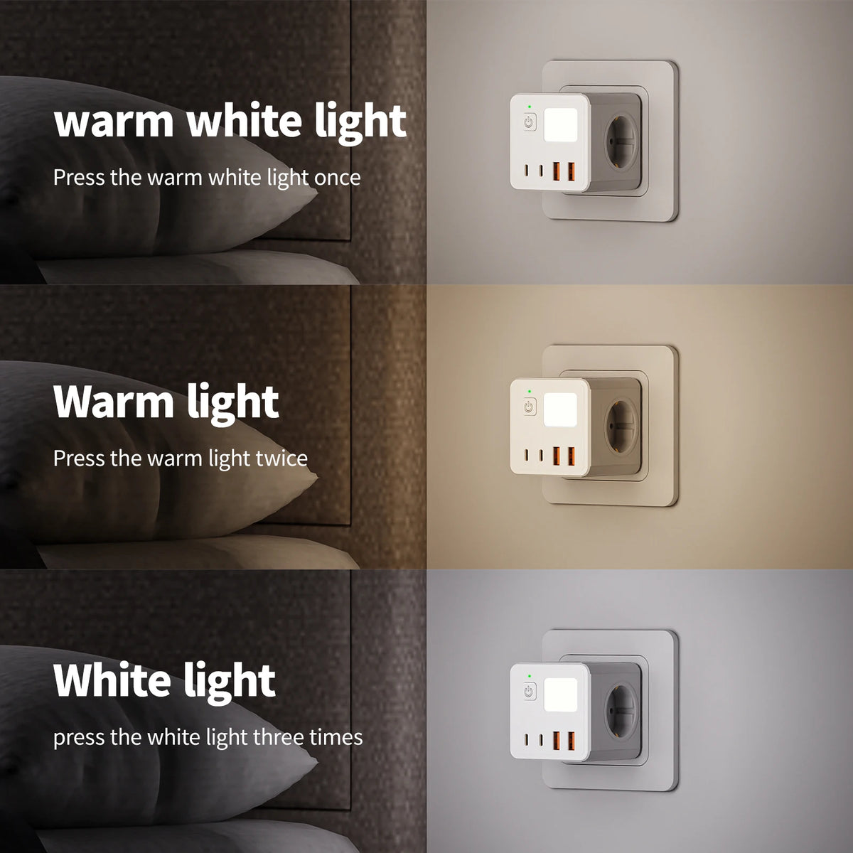 prise murale multifonctionnelle prises ac ports usb port type led blanc moderne