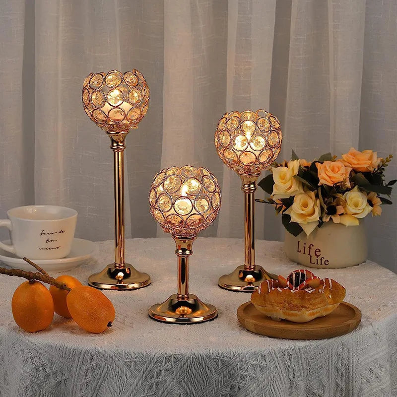 bougeoirs dorés classiques translucides support bougie table décoration intérieure événement mariage
