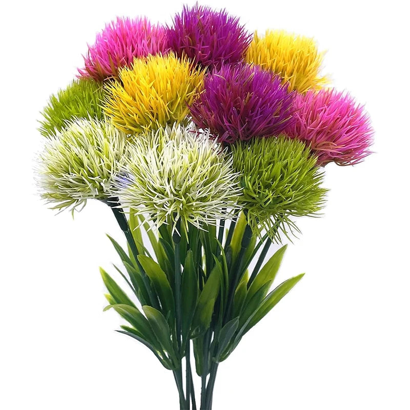 Bouquet artificiel pissenlit vert décoration moderne mariage vase blancintérieurextérieur