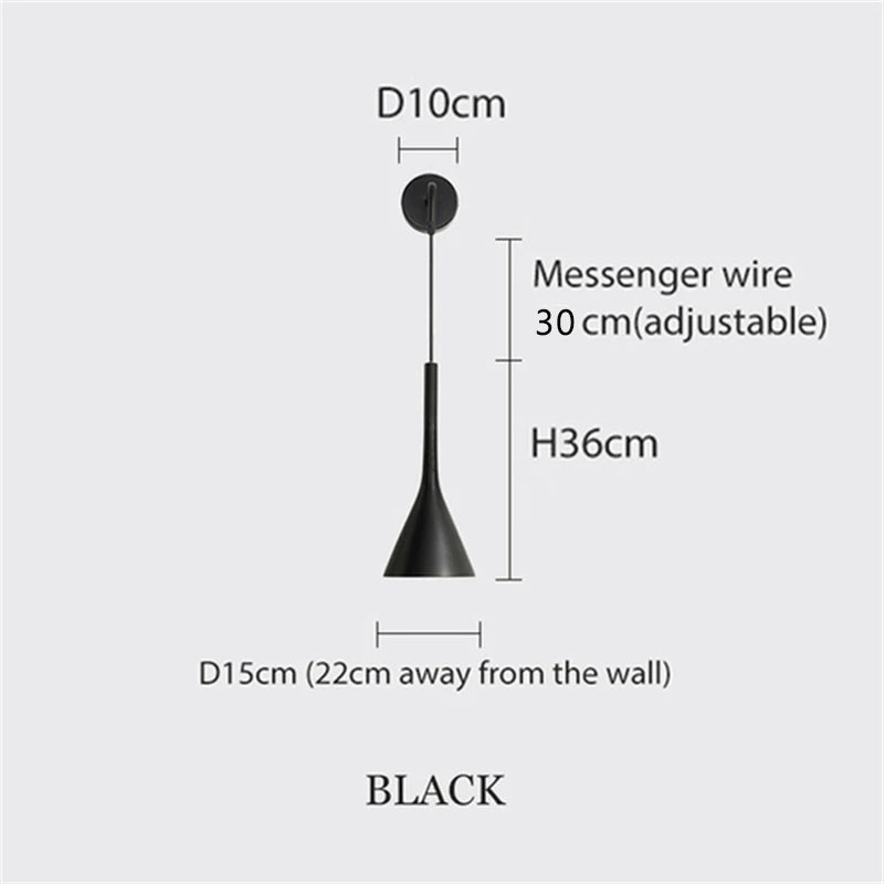 lampe murale moderne conique mat noir gris blanc éclairage chambre couloir salon étude cuisine