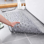 tapis bain antidérapant moderne gris clair succion cup lavable machine cailloux texturé salle bain