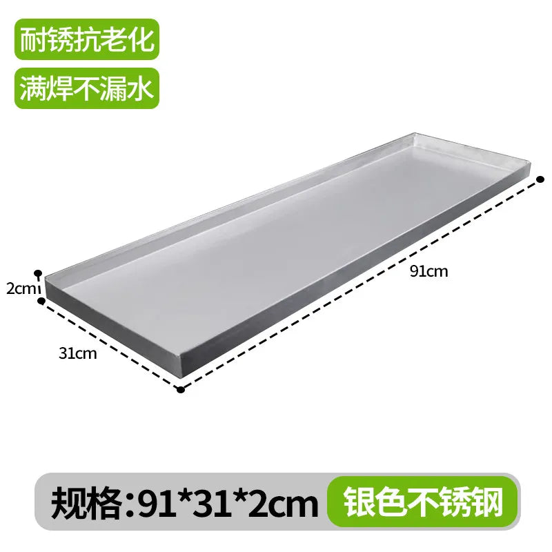 plateau pot fleurs acier inoxydable rectangulaire balcon jardin moderne argenté