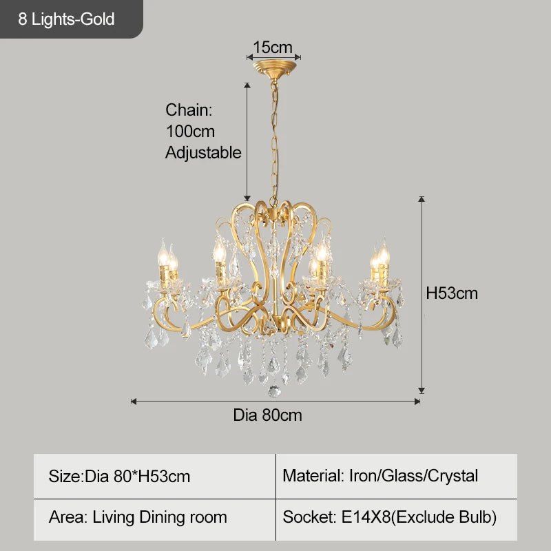 lustre doré cristal pendants élégant classique baroque suspension chambre salon