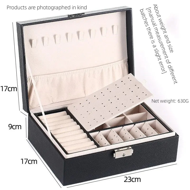 boîte bijoux simili cuir moderne rose clair noir velours intérieur porte bagues boucles doreilles