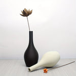 vase minimaliste moderne fleurs séchées noir blanc marron surface mate