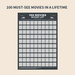 tableau moderne liste films noir gris cases blanches adhésif papier opaquescrição