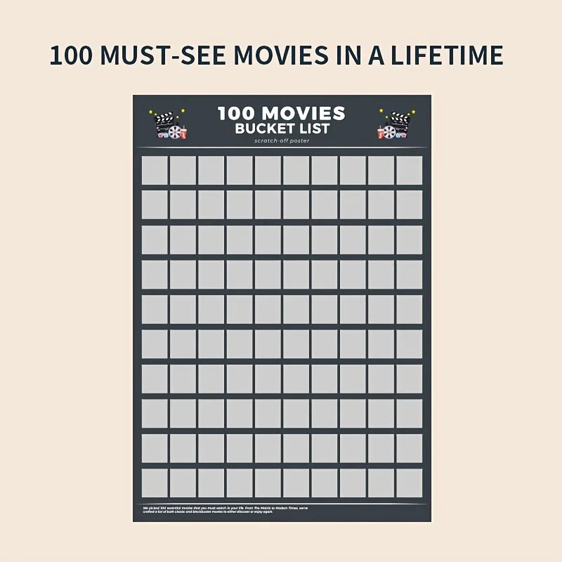 tableau moderne liste films noir gris cases blanches adhésif papier opaquescrição
