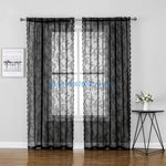 rideaux ajourés floral noir romantique vintage tringle métallique chambre salon opaque transparent