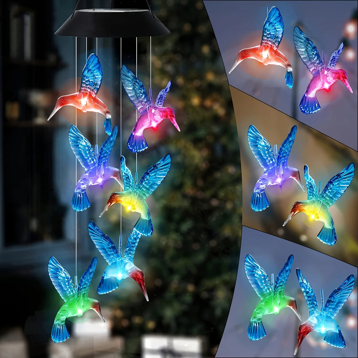 lampe solaire vent papillons oiseaux couleur changeante moderne décorative auto arrêts extérieure translucide