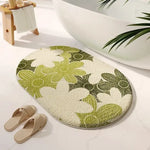 tapis bain moderne fleurs colorées résistant l'eau antidérapant vert blanc jaune rose bleu orange