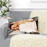 housse coussin rectangulaire imprimé personnage souriant noir moderne double face polyester