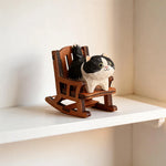 statuette artisanale moderne chat noir blanc geometrique anneau metallique cadeau noel valentin mariage anniversaire