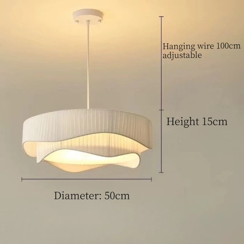 lampe suspendue moderne blanche plissée salon restaurant chambre principale e27 opacité 50cm 60cm
