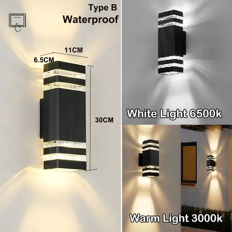 lampe murale extérieure moderne noire rayures horizontales ip65 e27 vis fixations 2000 82000lm