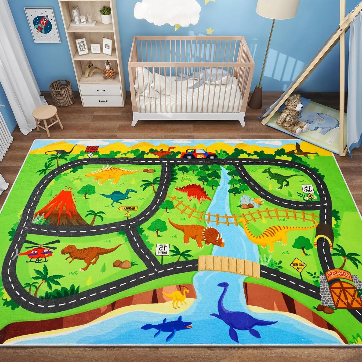 tapis jeu enfants zoo animaux routes colorés moderne salon extérieur