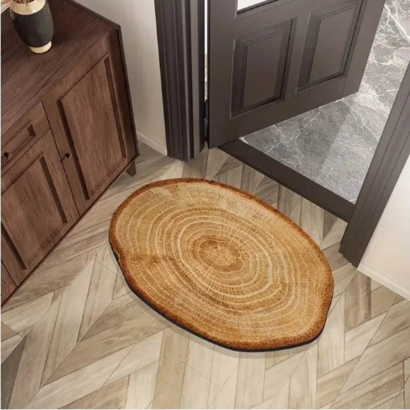 tapis antidérapant moderne rayures concentriques naturel marron beige violet