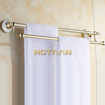 porte serviettes mural doré acier inoxydable barres doubles finition chromée classique fixations vis inclusées