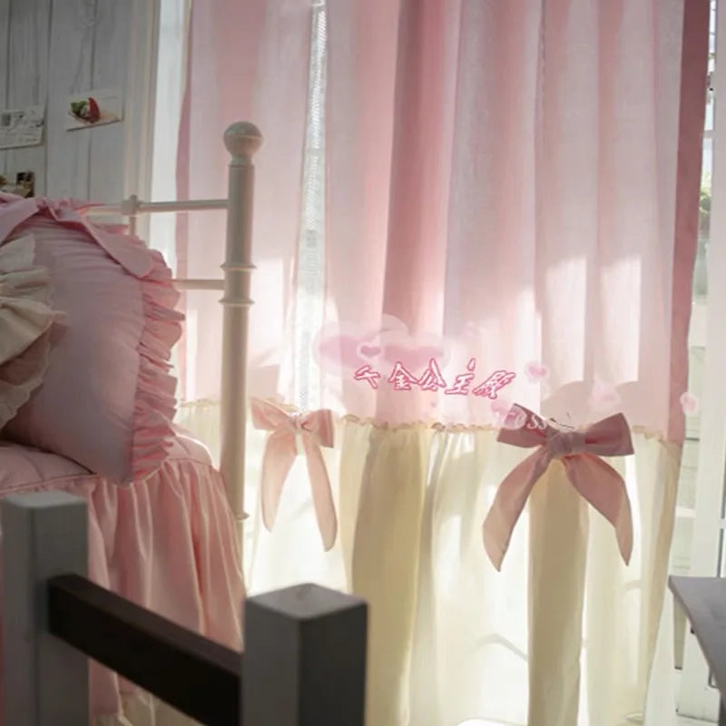rideaux romantiques rose ruffles transparence girly princess chambre féminine decorationintérieur