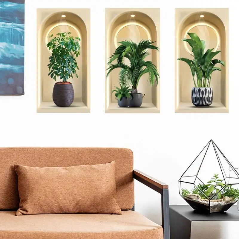 plantes artificielles feuilles vertes moderne décoration intérieure salon chambre coucher autoadhésives sans pot