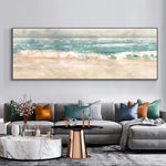 tableau abstrait paysage marin moderne toile bleu blanc nuages sans cadre