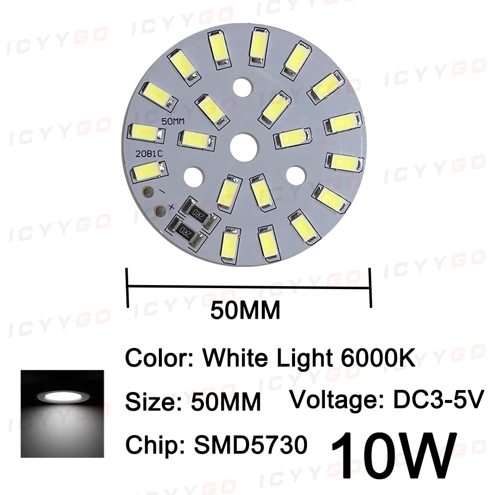 plaque led circulaire 50mm 10w blanc chaud diodes smd5730 modernes technologiques 5v 6000k 3000k