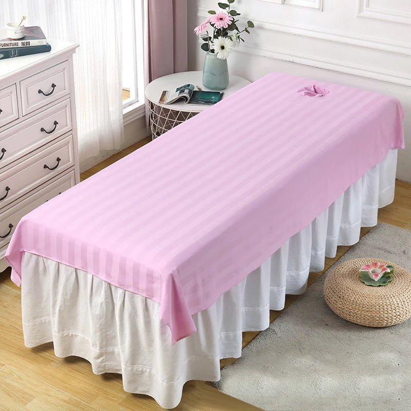 drap massage rayures horizontales blanc rose bleu gris marron moderne coton polyester adultes lit