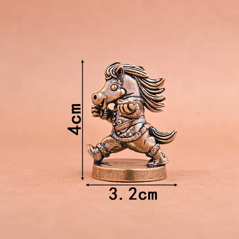 statue cheval bronze doré motifs floraux géométriques artisanal rétro bouclier couronne