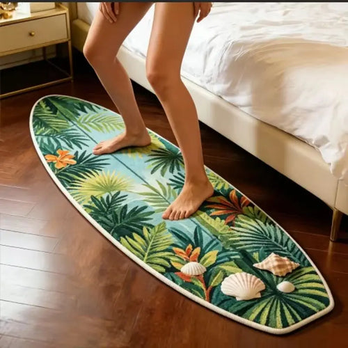 tapis peluche forme planche surf motif géométrique décor chambre salon intérieur doux antidérapant lavable