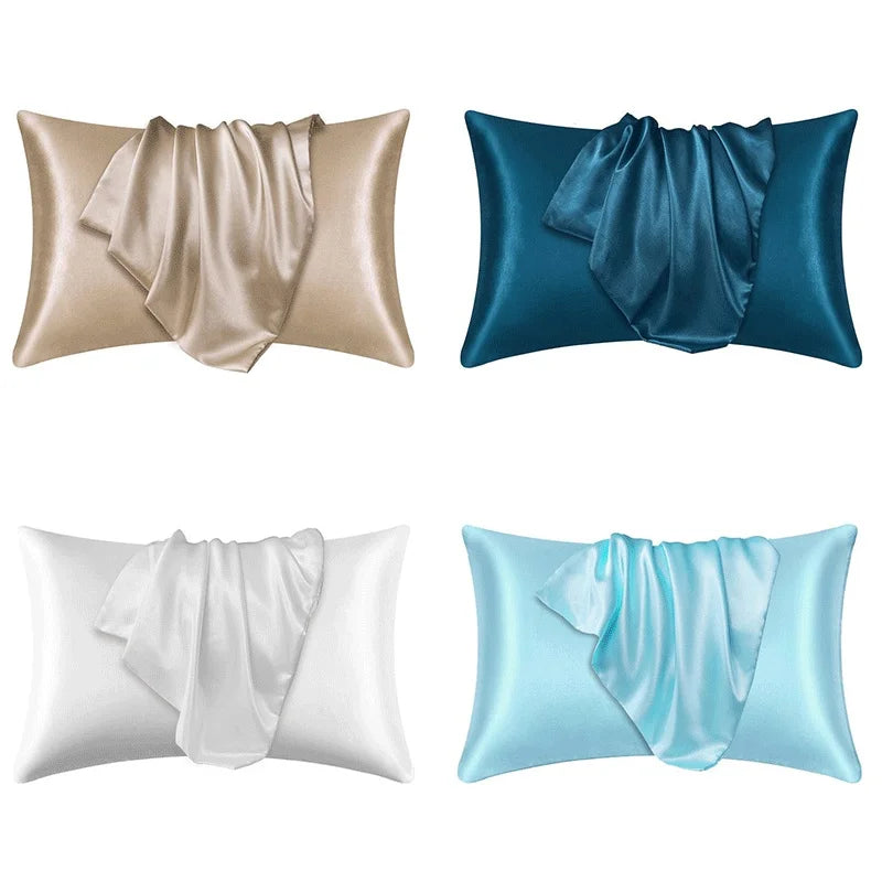 taie d'oreiller soie satinée moderne housse coussin décorative chambre coucher