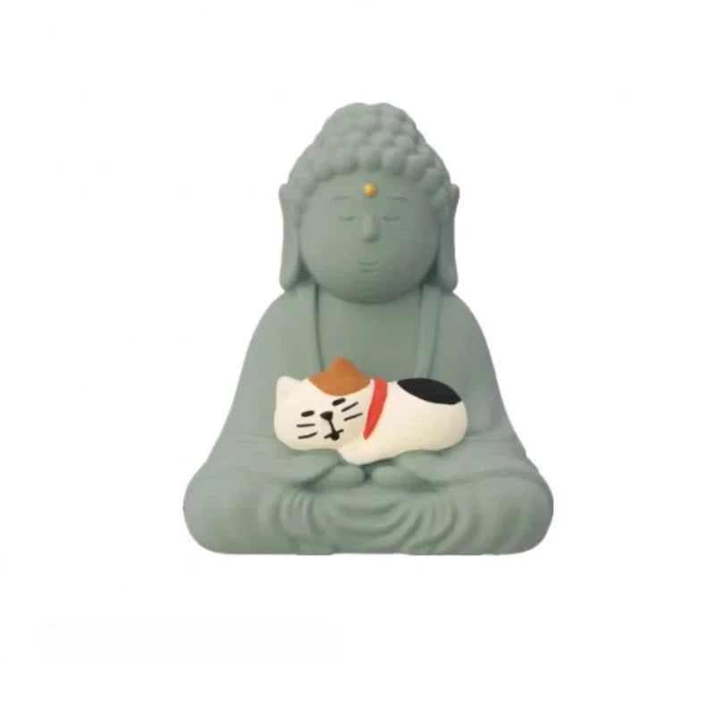 statuettes chats japonaises résine collection animaux décor cartoon traditionnels expressions faciales accessoires
