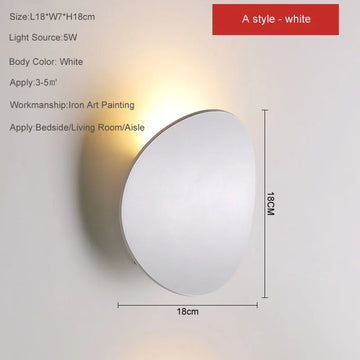 applique murale led moderne blanc noir éclairage chambre salon entrée minimaliste fixée mur