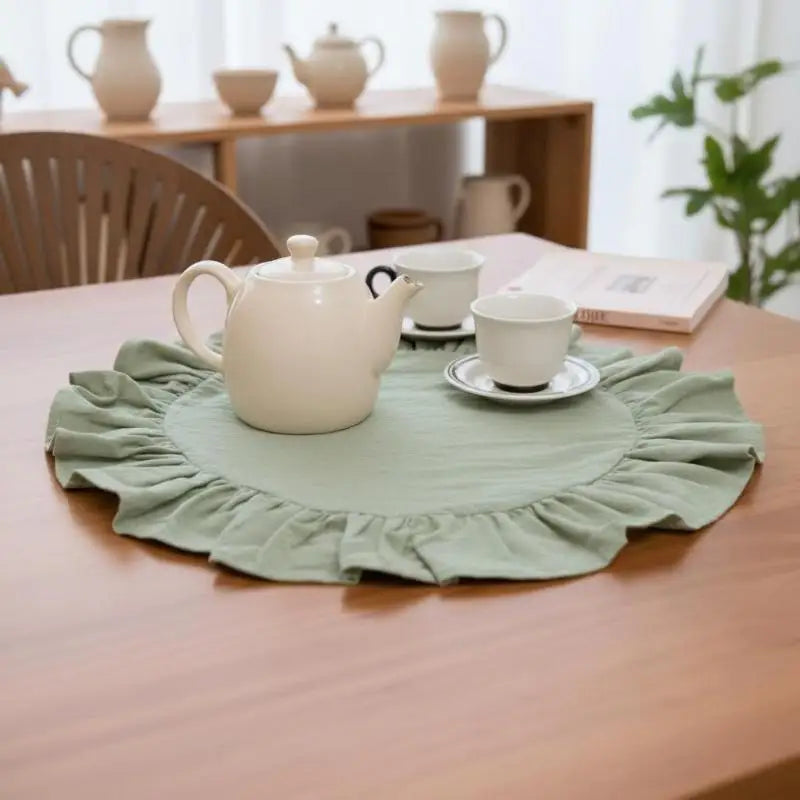 serviettes table modernes rustiques couleurs vert rose bleu clair volants douces soyeuses