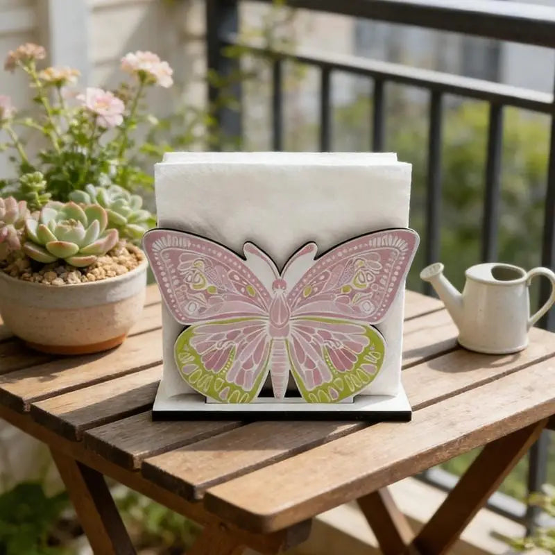 porte mouchoirs bois arc ciel papillon rose vert beige marron déco bohème multiple usage